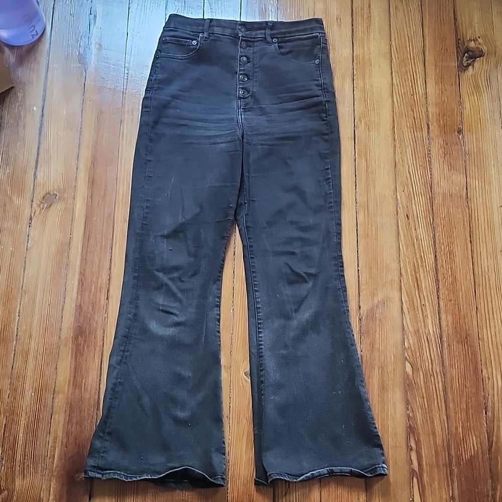 Curvy Highest Rise Button Fly Flare Black Jean